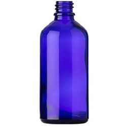 Boston Round Blue Glass Bottle