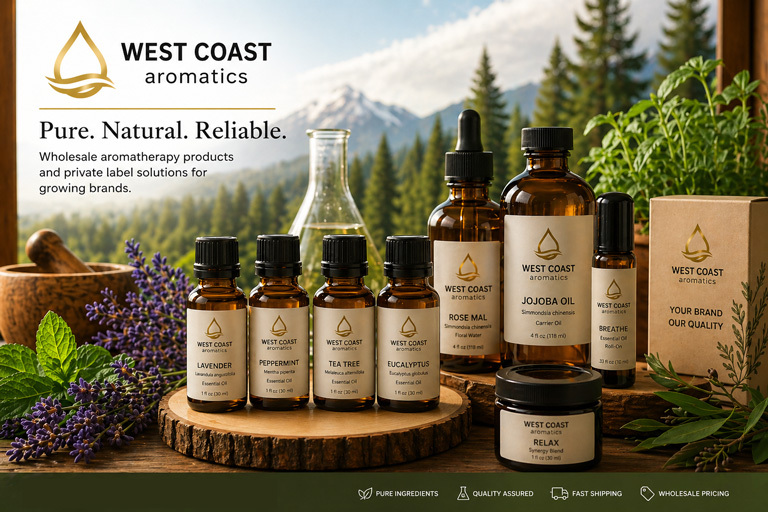 West Coast Aromatics essential oils floral waters and private label aromatherapy products