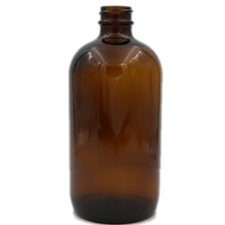 Boston Round Amber Glass Bottle